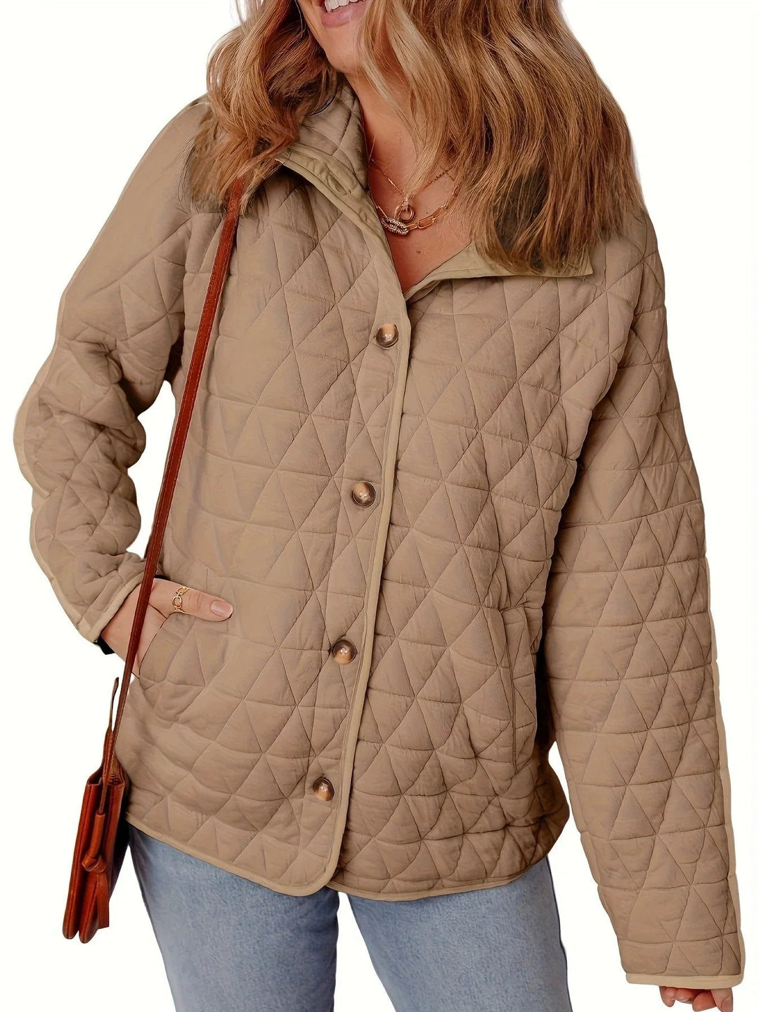 Kvinne Oversized Kåpe Quilted Med Knapper 3