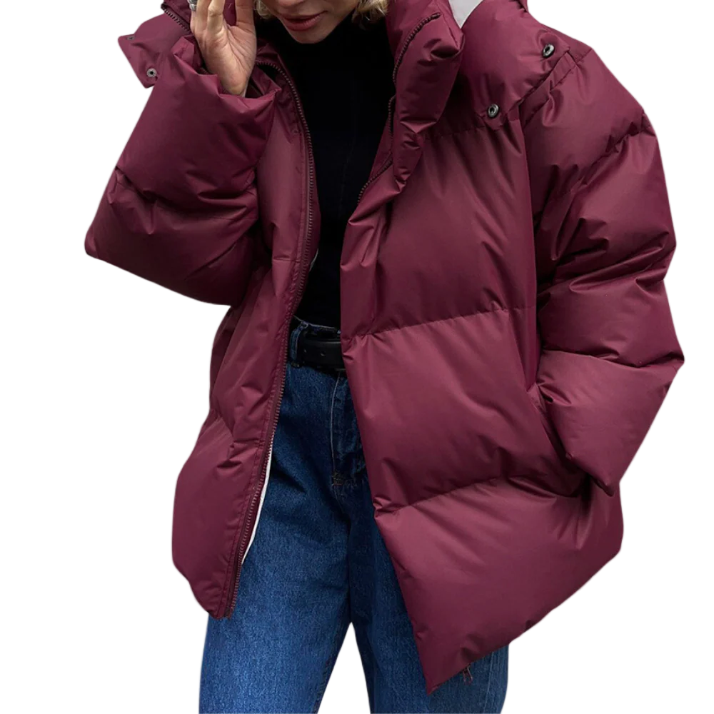 Kvinne Padded Jakke – Oversized Passform – Quilted Hette – Vanntett – Hoftelengde 0