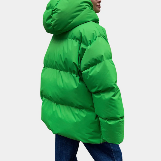 Kvinne Padded Jakke – Oversized Passform – Quilted Hette – Vanntett – Hoftelengde 2