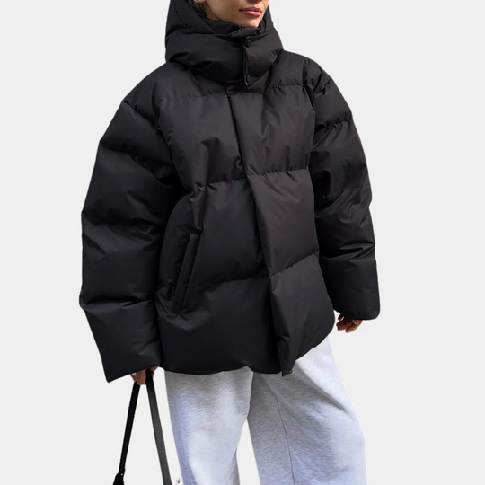 Kvinne Padded Jakke – Oversized Passform – Quilted Hette – Vanntett – Hoftelengde 3