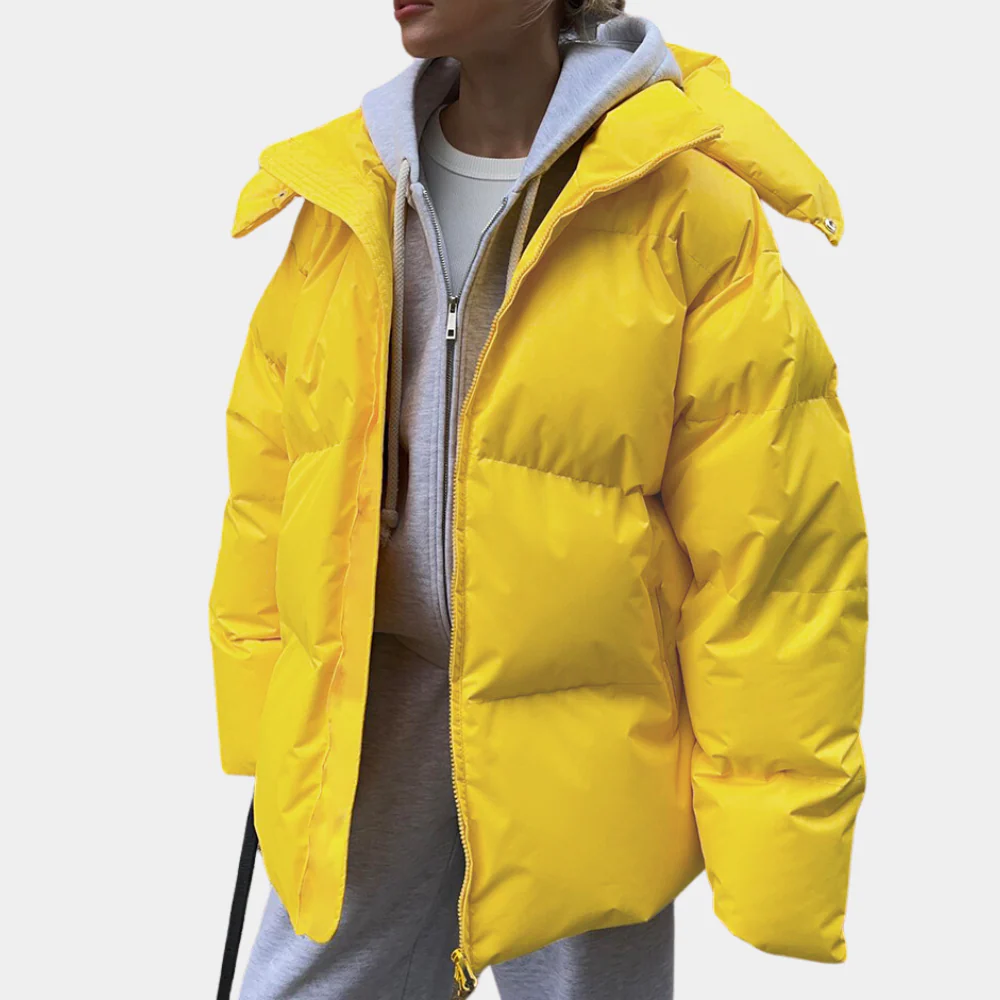 Kvinne Padded Jakke – Oversized Passform – Quilted Hette – Vanntett – Hoftelengde 4
