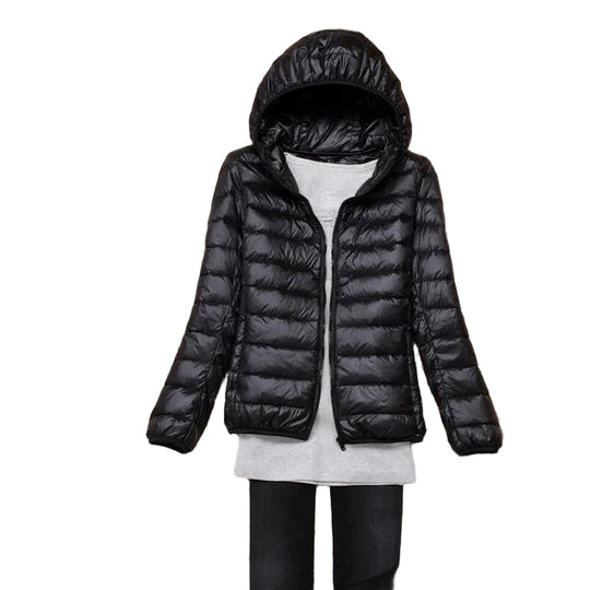 Kvinne Quilted Dunjakke Lettvekts Med Hette 0