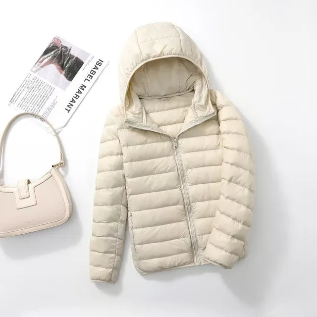 Kvinne Quilted Dunjakke Lettvekts Med Hette 1