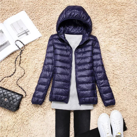 Kvinne Quilted Dunjakke Lettvekts Med Hette 2