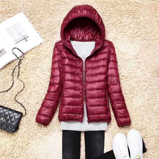 Kvinne Quilted Dunjakke Lettvekts Med Hette 3