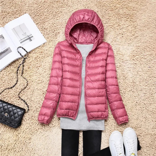 Kvinne Quilted Dunjakke Lettvekts Med Hette 5