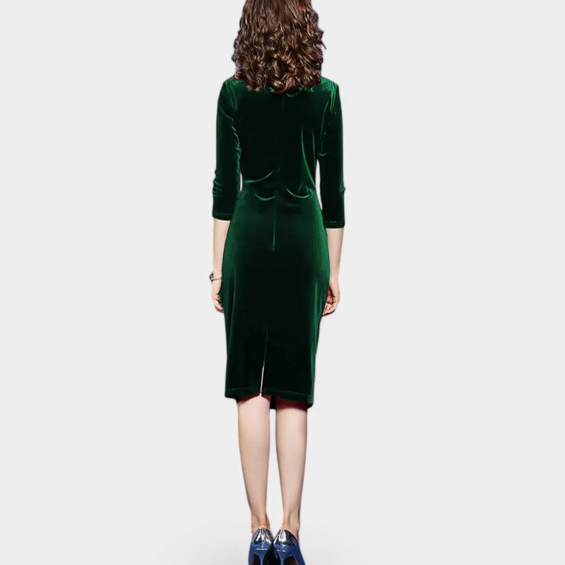 Kvinne Robe Asymmetrisk Utringning Velour 6
