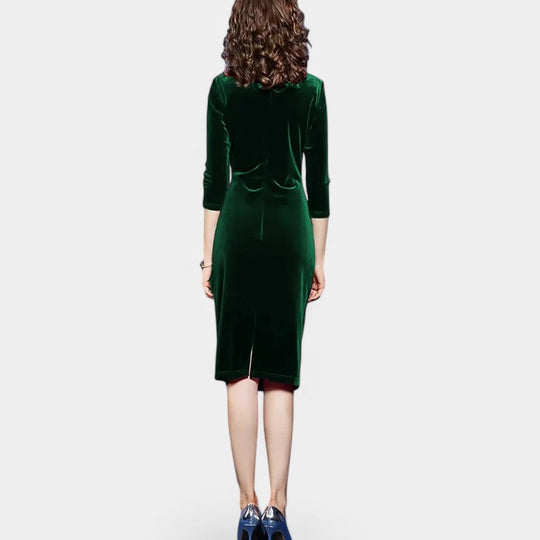 Kvinne Robe Asymmetrisk Utringning Velour 6
