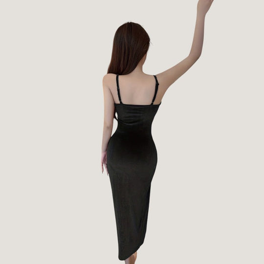 Kvinne Robe Bodycon med Fente og Fronces 5