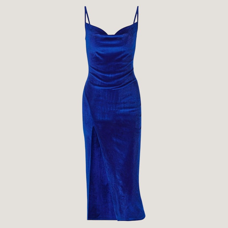 Kvinne Robe Bodycon med Fente og Fronces 6