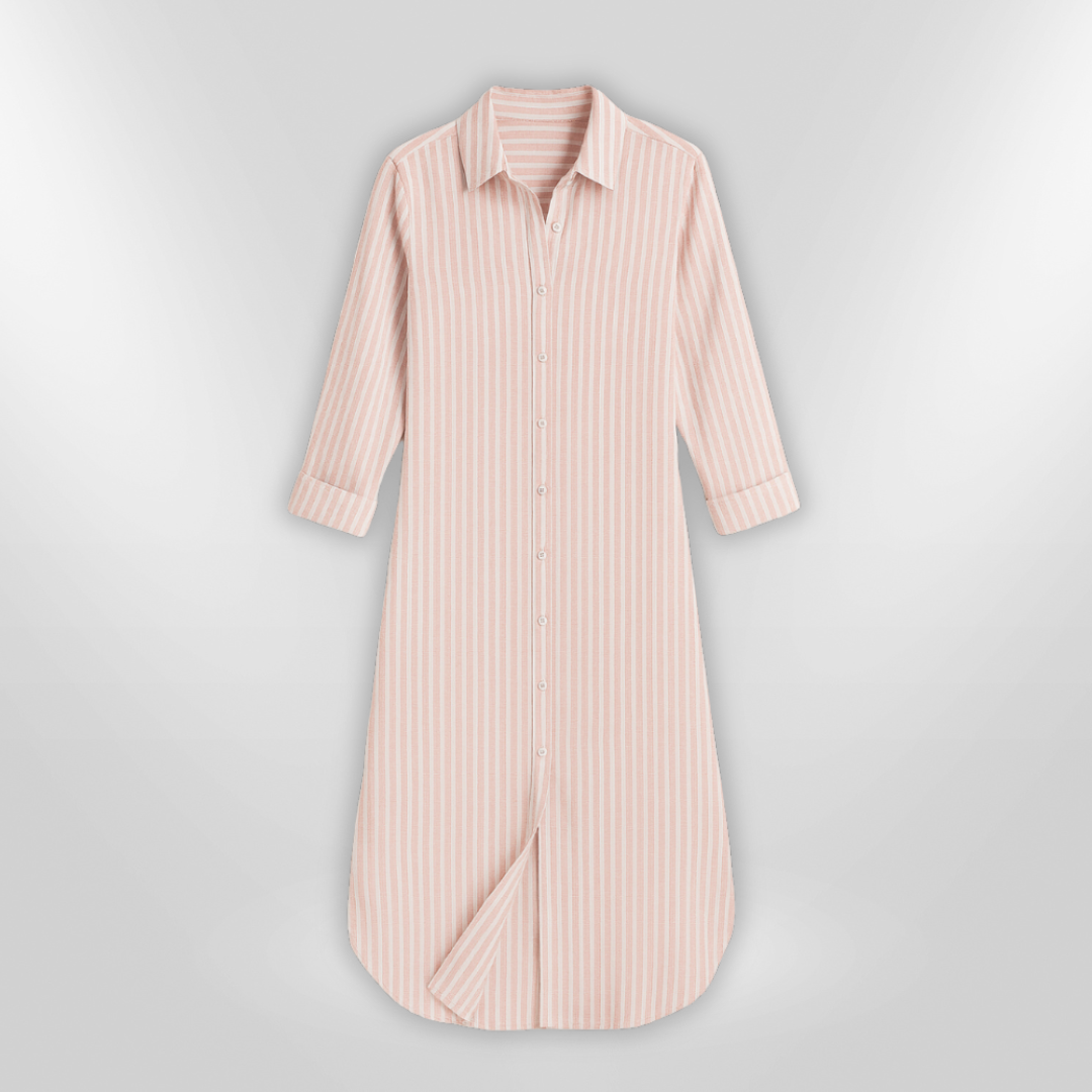 Kvinne Robe Chemise Stripet Lett Bomull 2