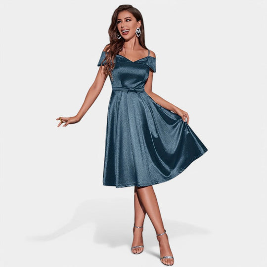 Kvinne Robe V Utringning Uten Ermer Satin 2
