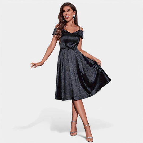 Kvinne Robe V Utringning Uten Ermer Satin 3