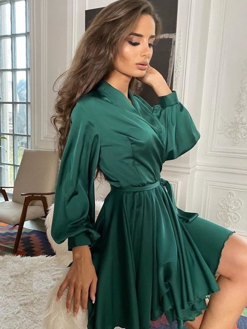 Kvinne Satin Kjole Elegant Design 6