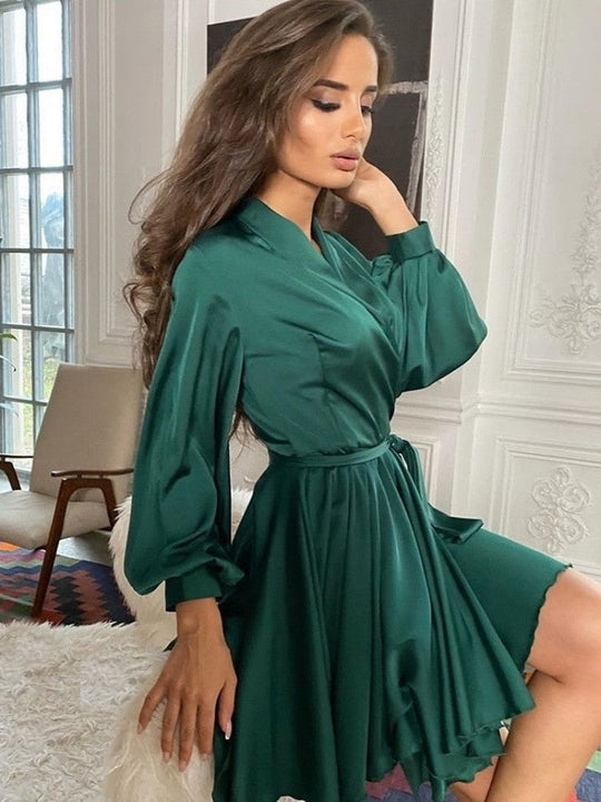 Kvinne Satin Kjole Elegant Design 6