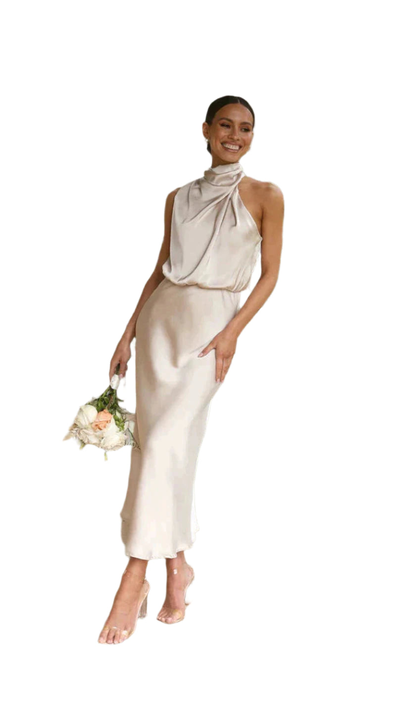 Kvinne Satin Maxi Kjole Elegant Design 0