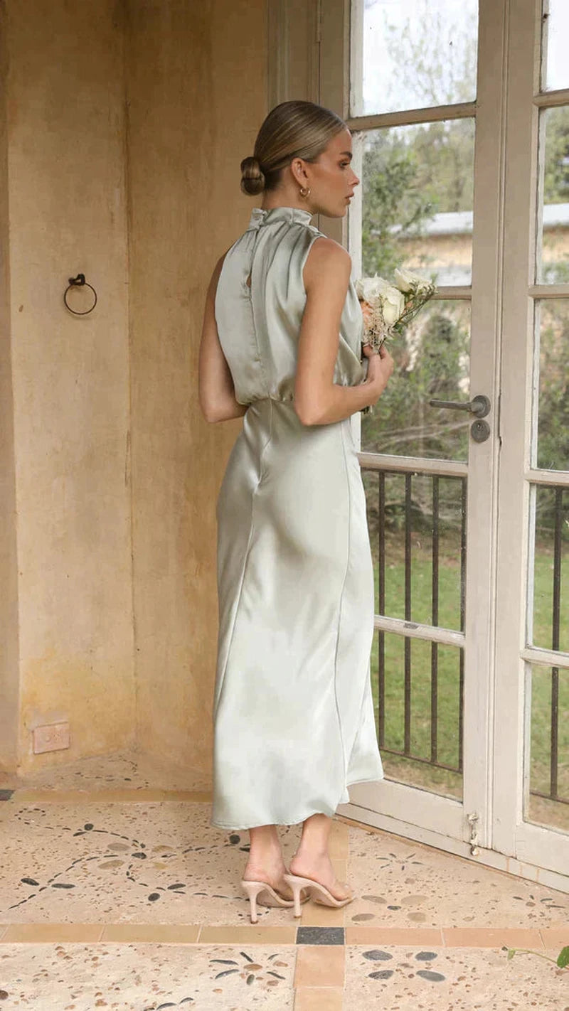 Kvinne Satin Maxi Kjole Elegant Design 3