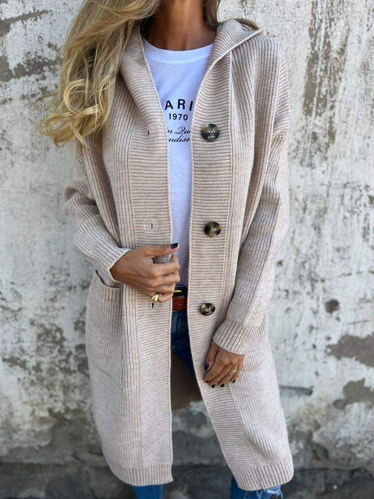 Kvinne Strikket Cardigan med Klassisk Stil 1