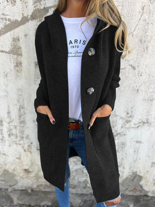 Kvinne Strikket Cardigan med Klassisk Stil 2