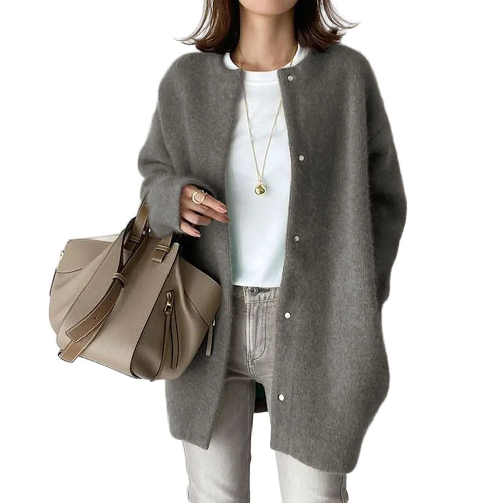 Kvinne Strikket Cardigan med Knapper 0