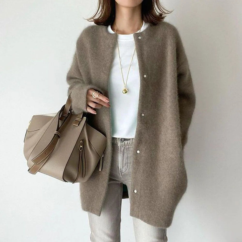 Kvinne Strikket Cardigan med Knapper 6