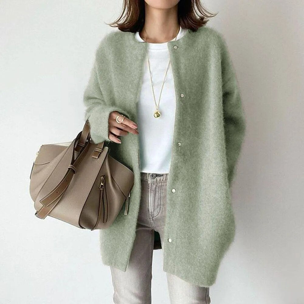 Kvinne Strikket Cardigan med Knapper 7
