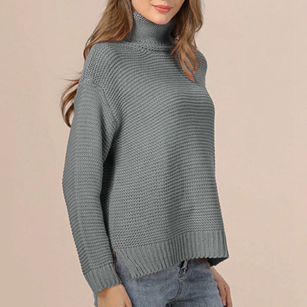 Kvinne Strikket Genser – Avslappet Passform – Chunky Ullblanding – Turtleneck 2