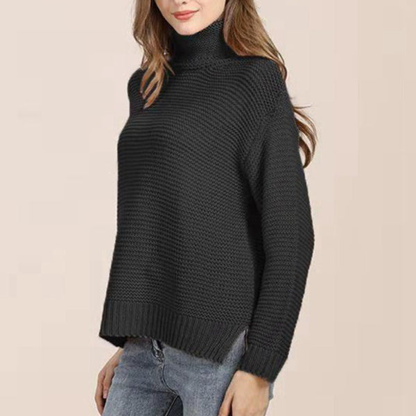 Kvinne Strikket Genser – Avslappet Passform – Chunky Ullblanding – Turtleneck 4