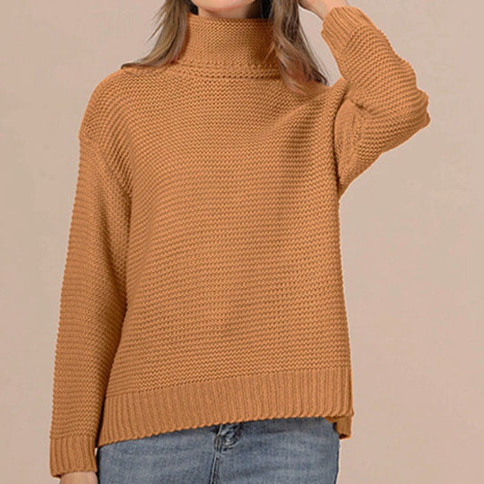 Kvinne Strikket Genser – Avslappet Passform – Chunky Ullblanding – Turtleneck 6
