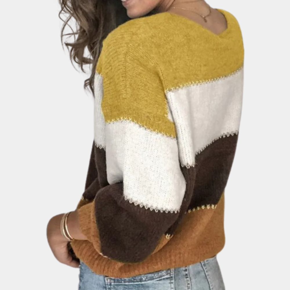 Kvinne Striped Sweater Klassisk Stil 5