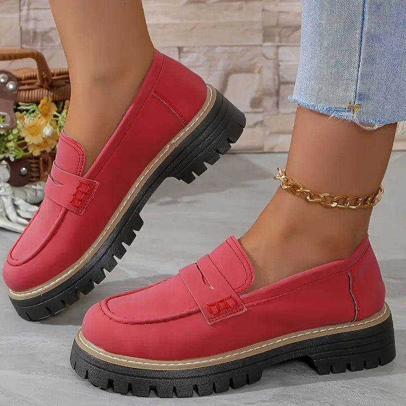 Kvinne Suede Loafers Chunky Såle 2