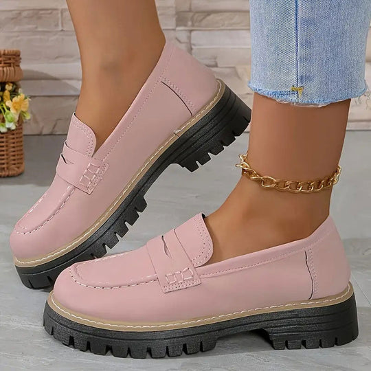 Kvinne Suede Loafers Chunky Såle 3
