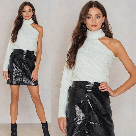 Kvinne Turtleneck Genser Kablestrikket 1