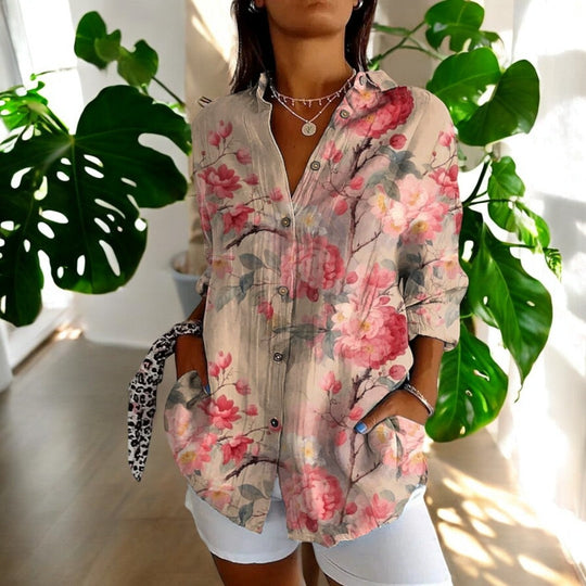 Kvinne Vintage Bluse i Fargerik Design 11