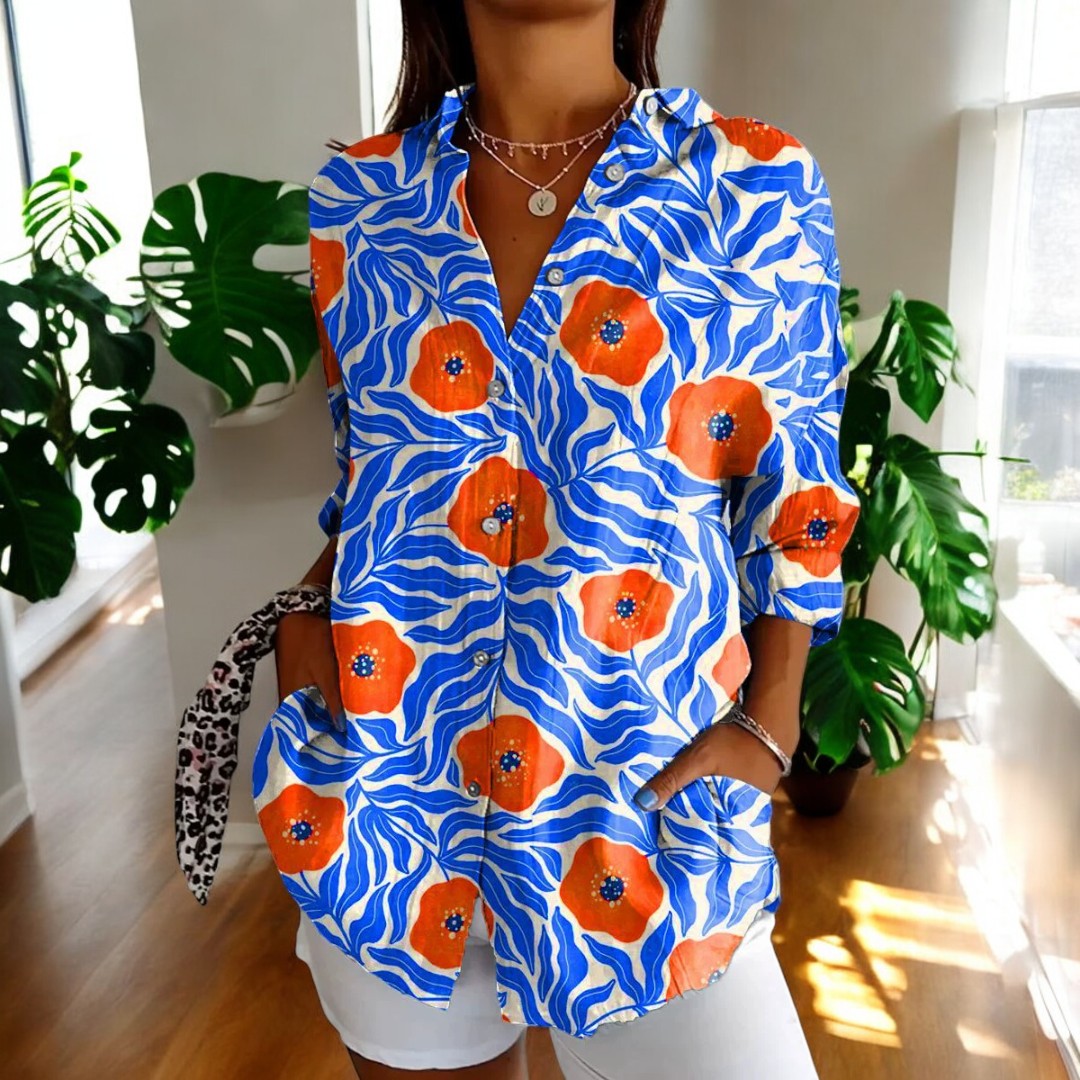 Kvinne Vintage Bluse i Fargerik Design 4