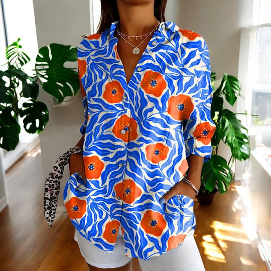 Kvinne Vintage Bluse i Fargerik Design 4