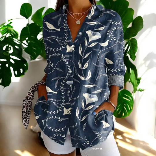 Kvinne Vintage Bluse i Fargerik Design 8