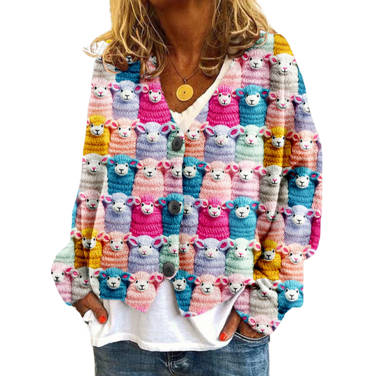 Kvinne Vintage Genser med Fåremønster 0