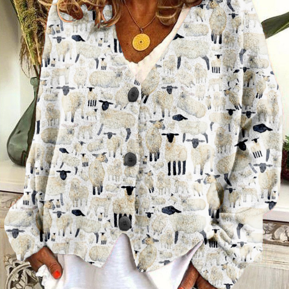 Kvinne Vintage Genser med Fåremønster 4