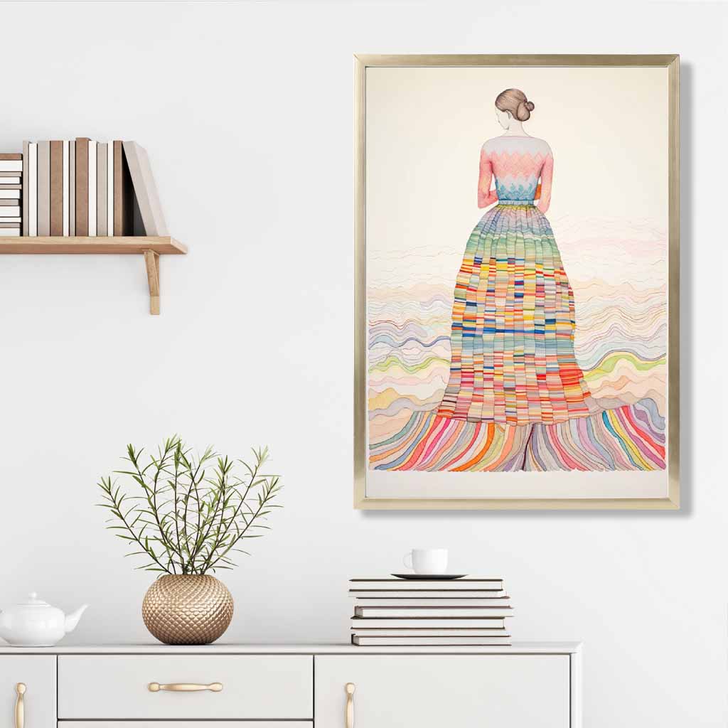 Kvinnelig Abstrakt Kunsttrykk Fargerik Design 3