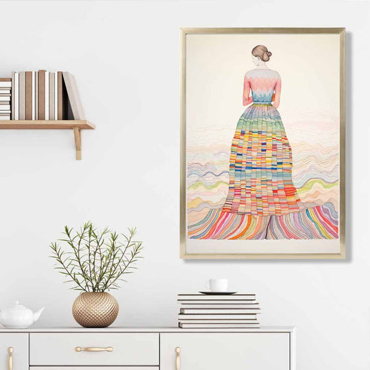 Kvinnelig Abstrakt Kunsttrykk Fargerik Design 3