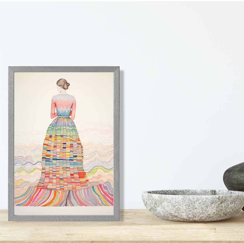 Kvinnelig Abstrakt Kunsttrykk Fargerik Design 4