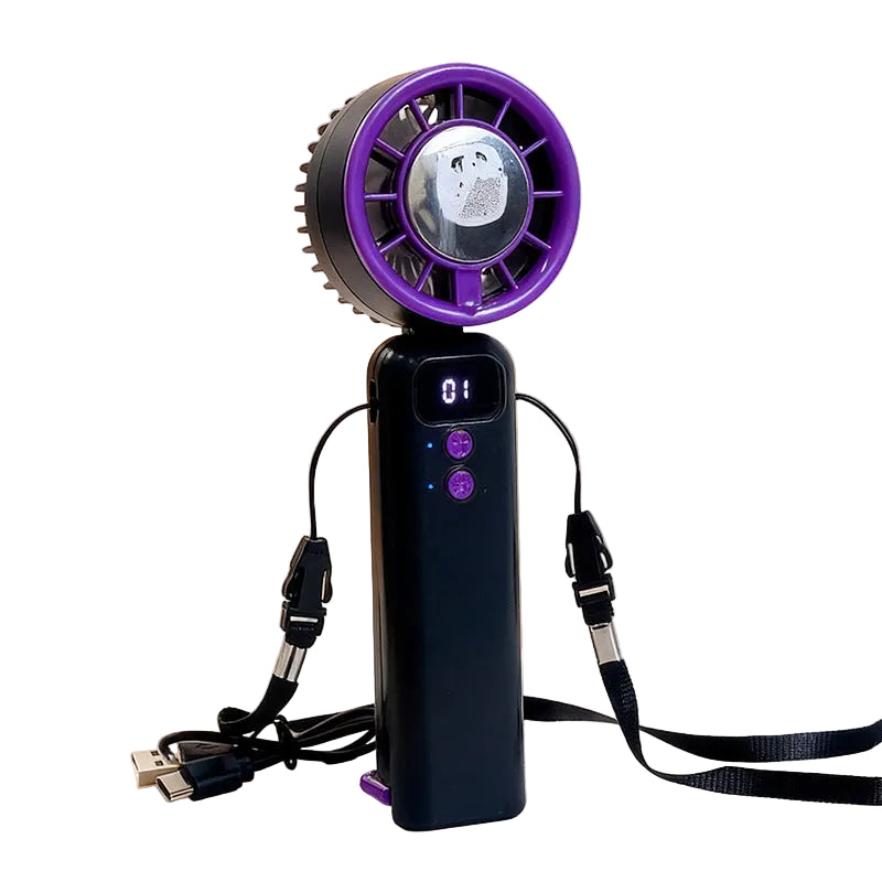 Kvinnelig Håndvifte USB-Ladbar Med LED-Display 0