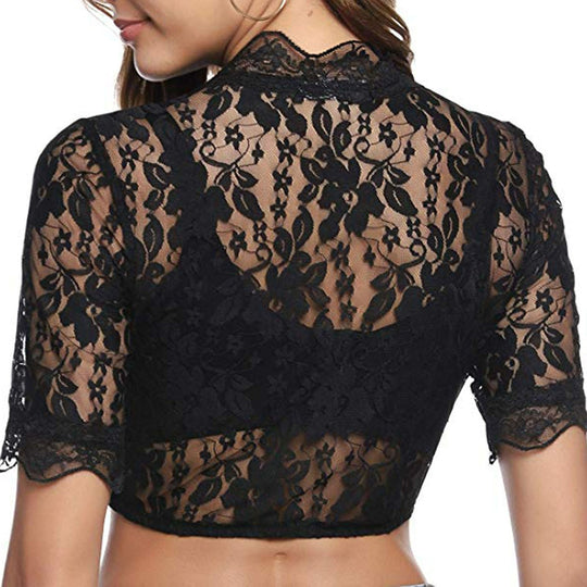 Kvinnelig Hvit Bluse med Blonder Off the Shoulder 1