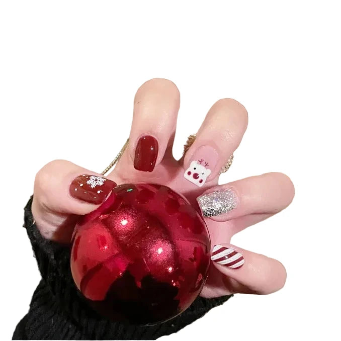 Kvinnelig Negledesign Juletema Festlig Stil 0