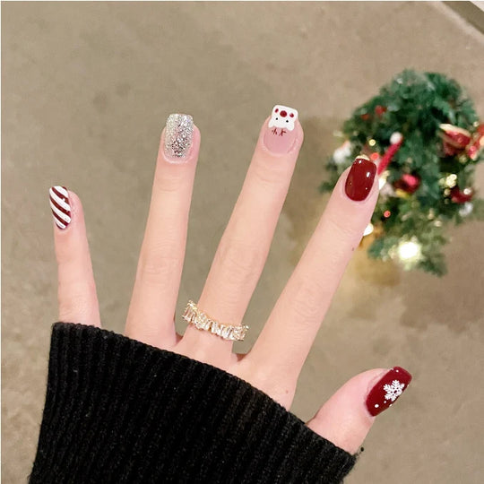 Kvinnelig Negledesign Juletema Festlig Stil 1