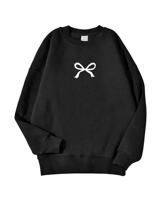 Kvinnelig Oversized Genser med Sløyfetrykk 0