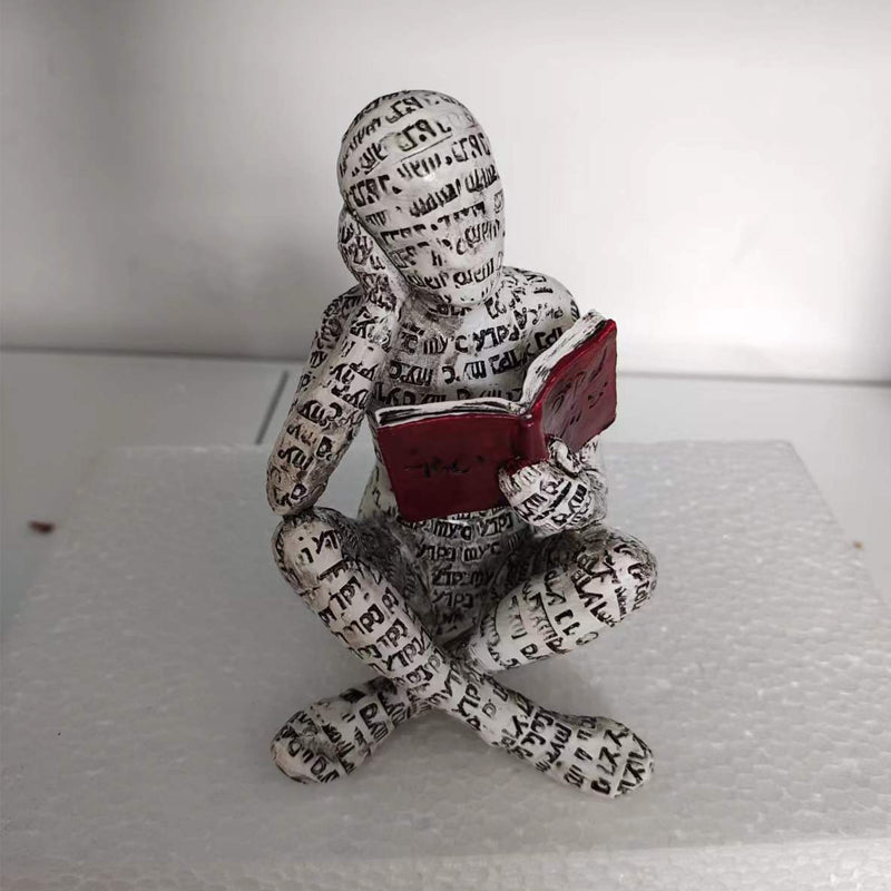 Kvinnelig Statue Ornament Lesende Figur Kunstnerisk Dekorasjon 3