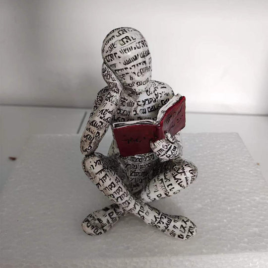 Kvinnelig Statue Ornament Lesende Figur Kunstnerisk Dekorasjon 3
