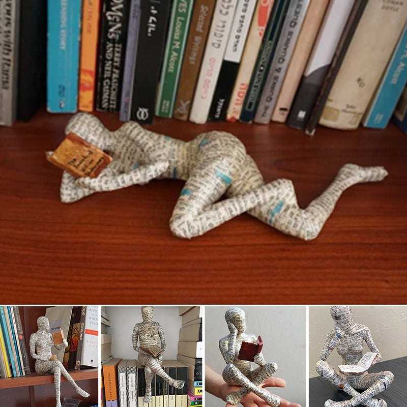 Kvinnelig Statue Ornament Lesende Figur Kunstnerisk Dekorasjon 4